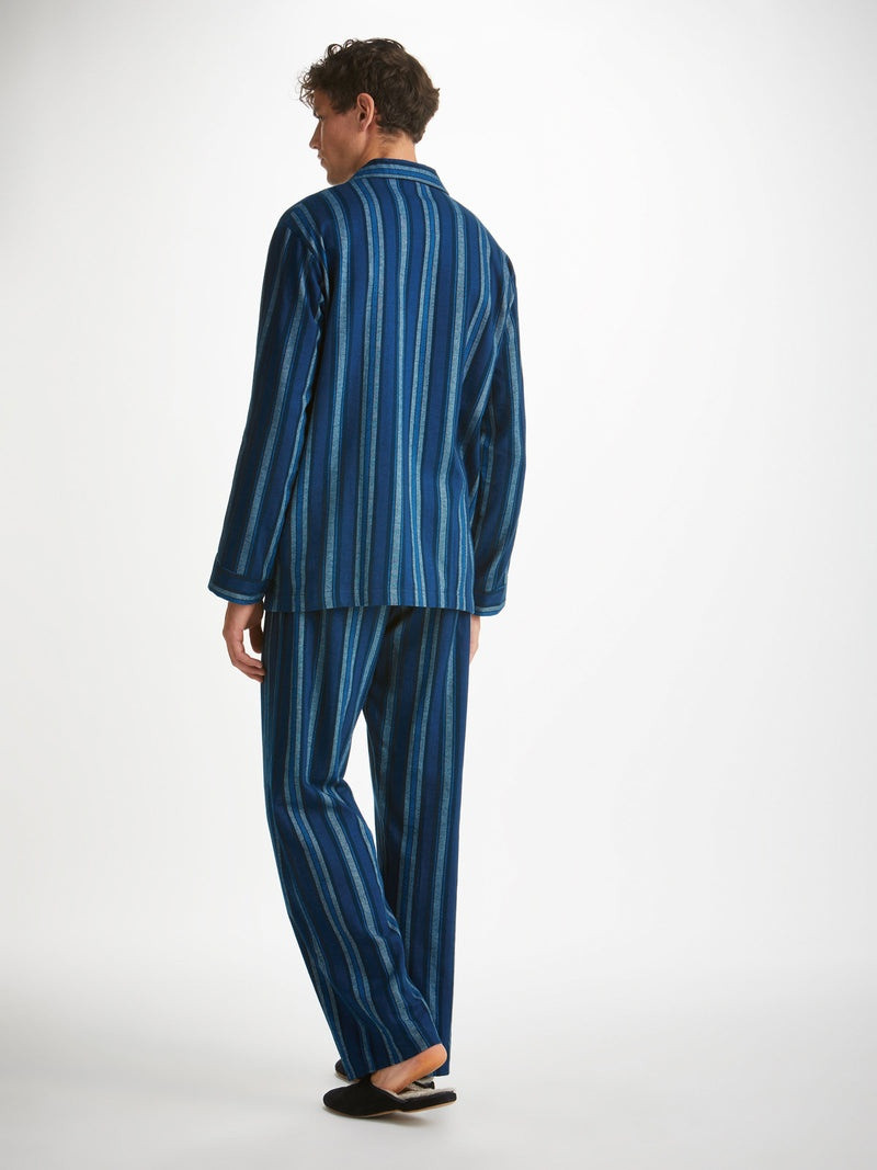 Men's Classic Fit Pyjamas Kelburn 38 Brushed Cotton Blue 4