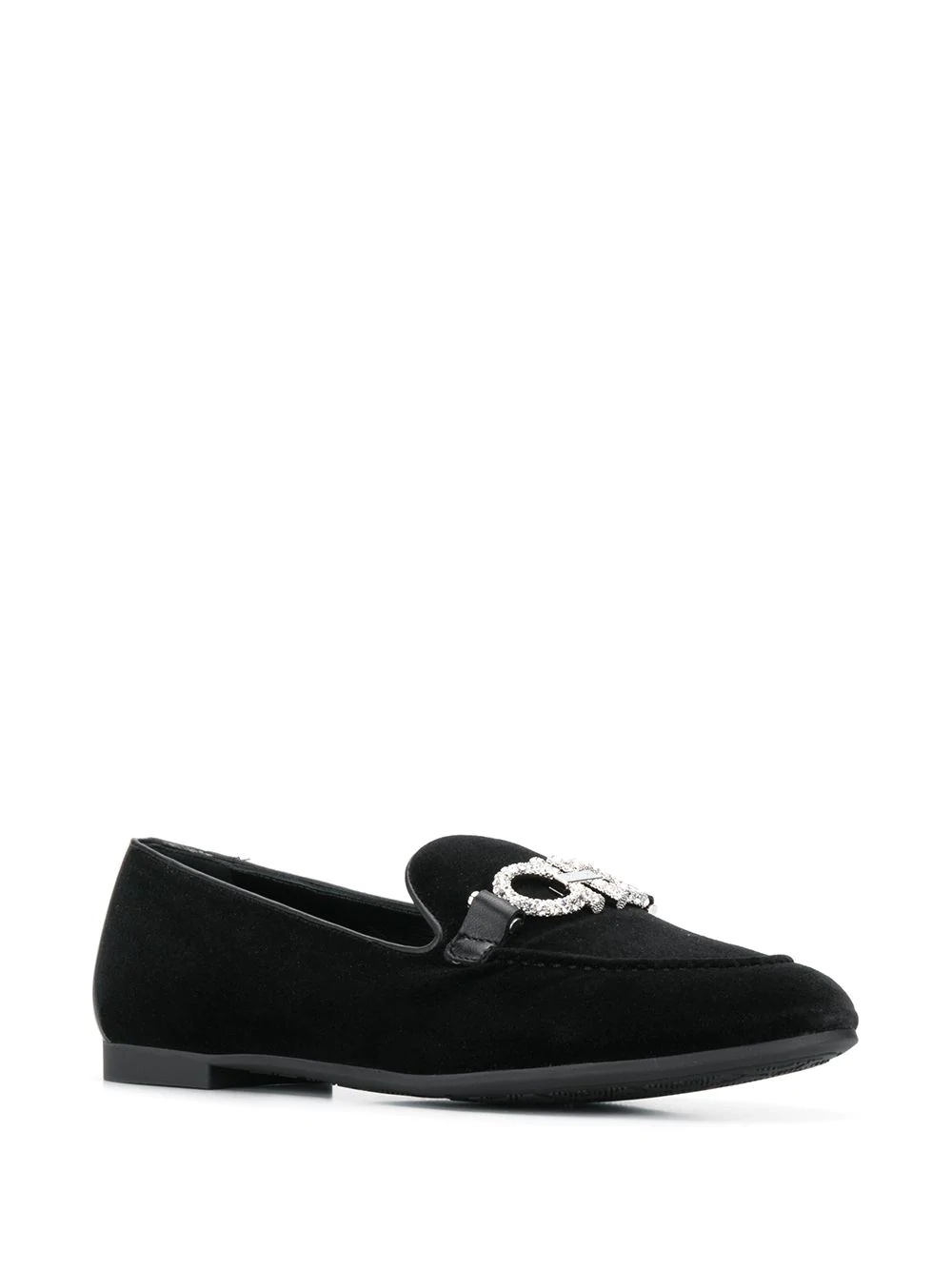 crystal embellished logo loafers - 2