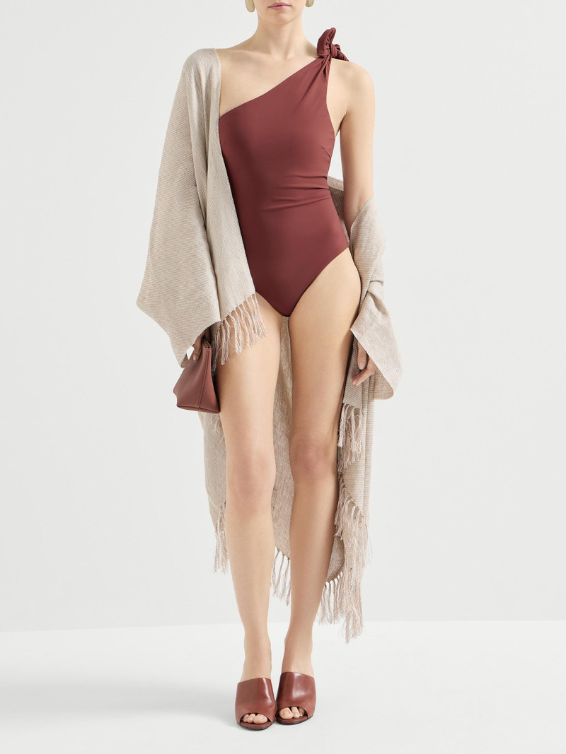 Women's Techno Jersey Bathing Suit with Monili - Bordeaux 5