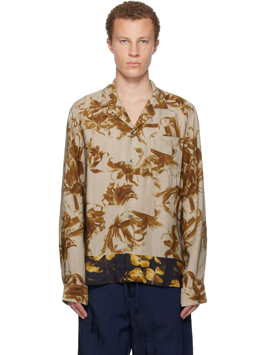 Beige Sateen Shirt - 1