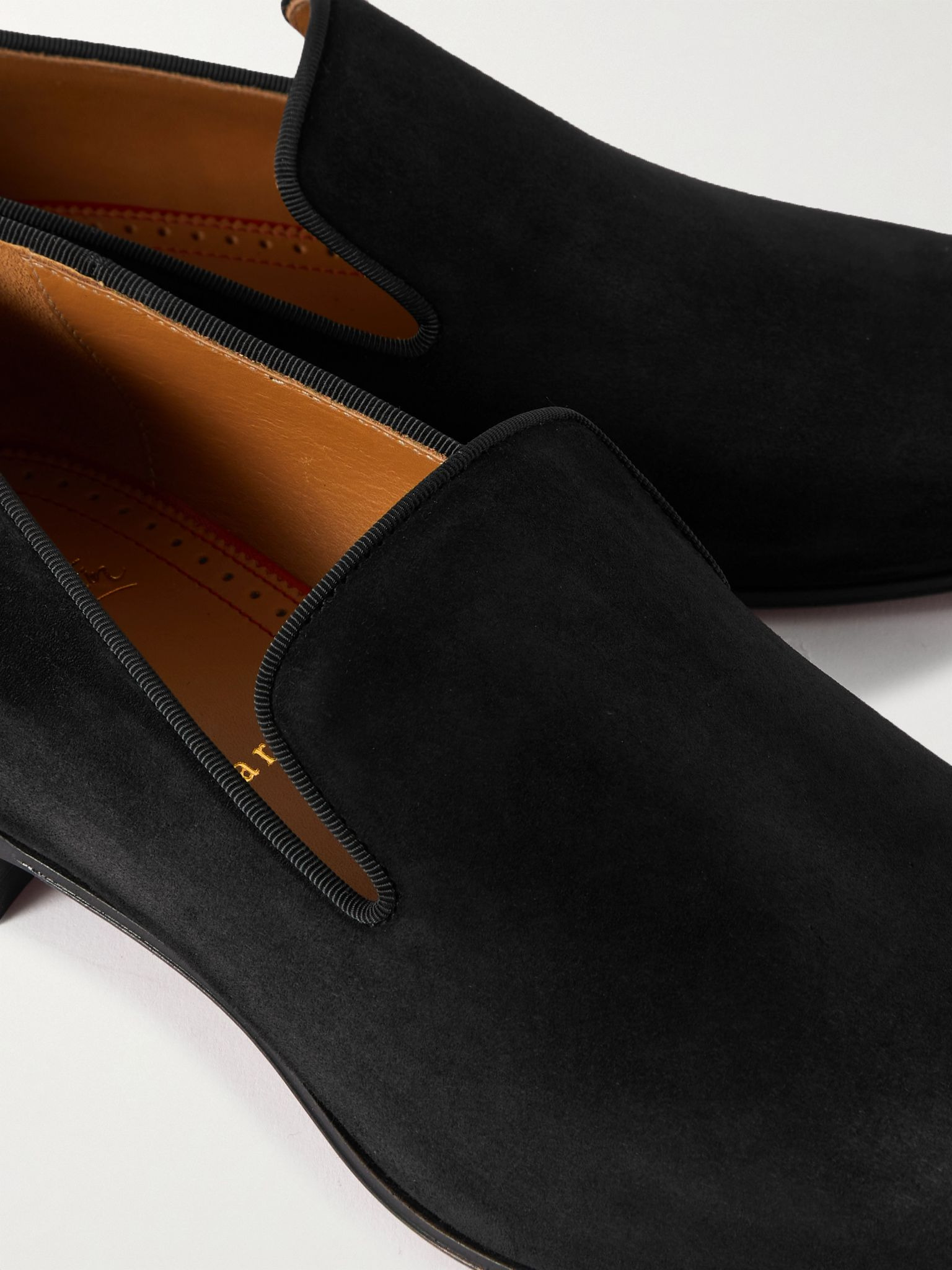 Dandelion Grosgrain-Trimmed Suede Loafers Black - 5
