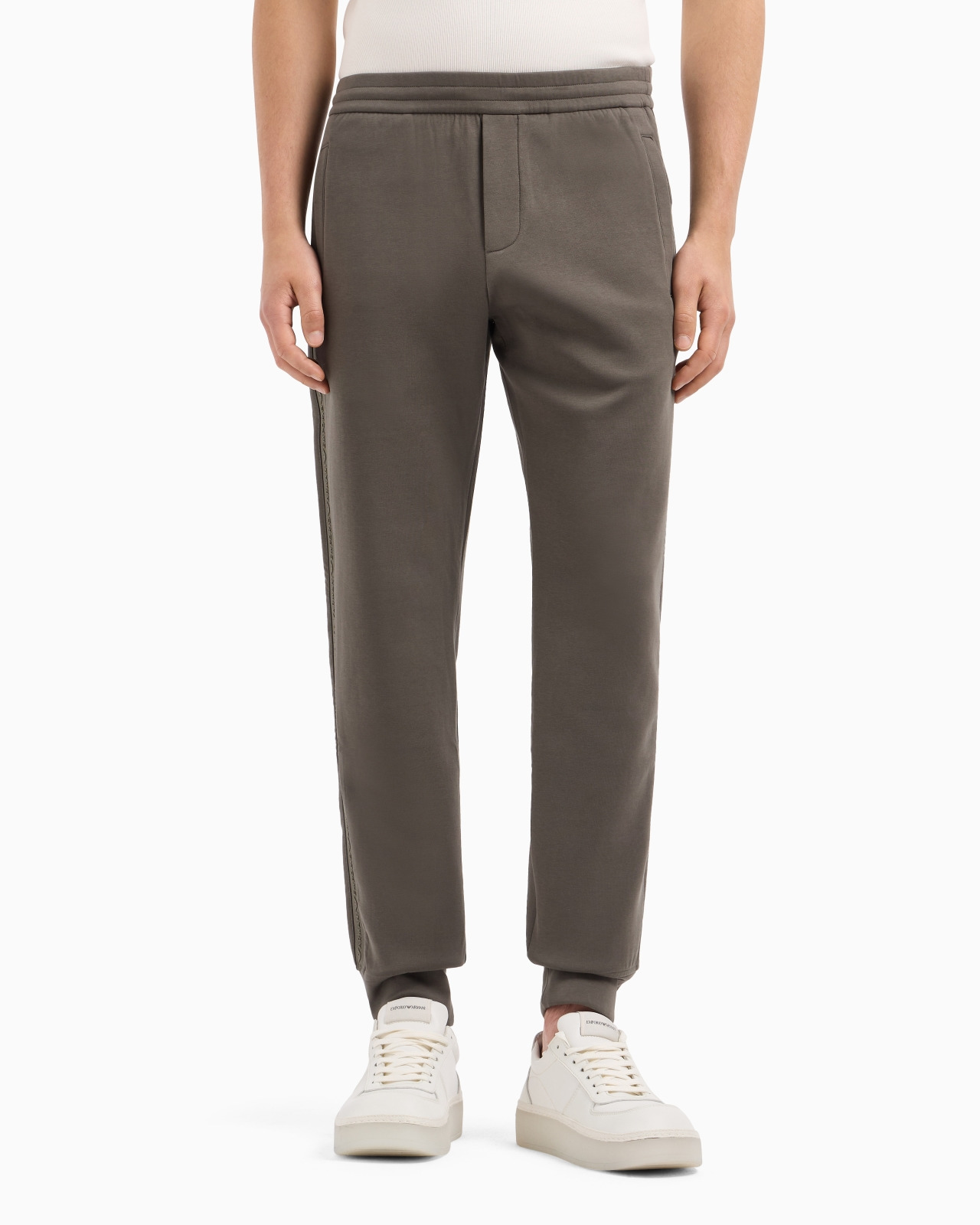 Double-jersey joggers with logo tape - 2