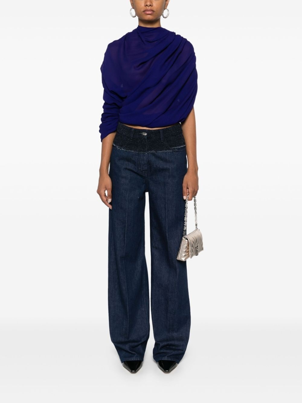bouclé-panelled jeans - 2