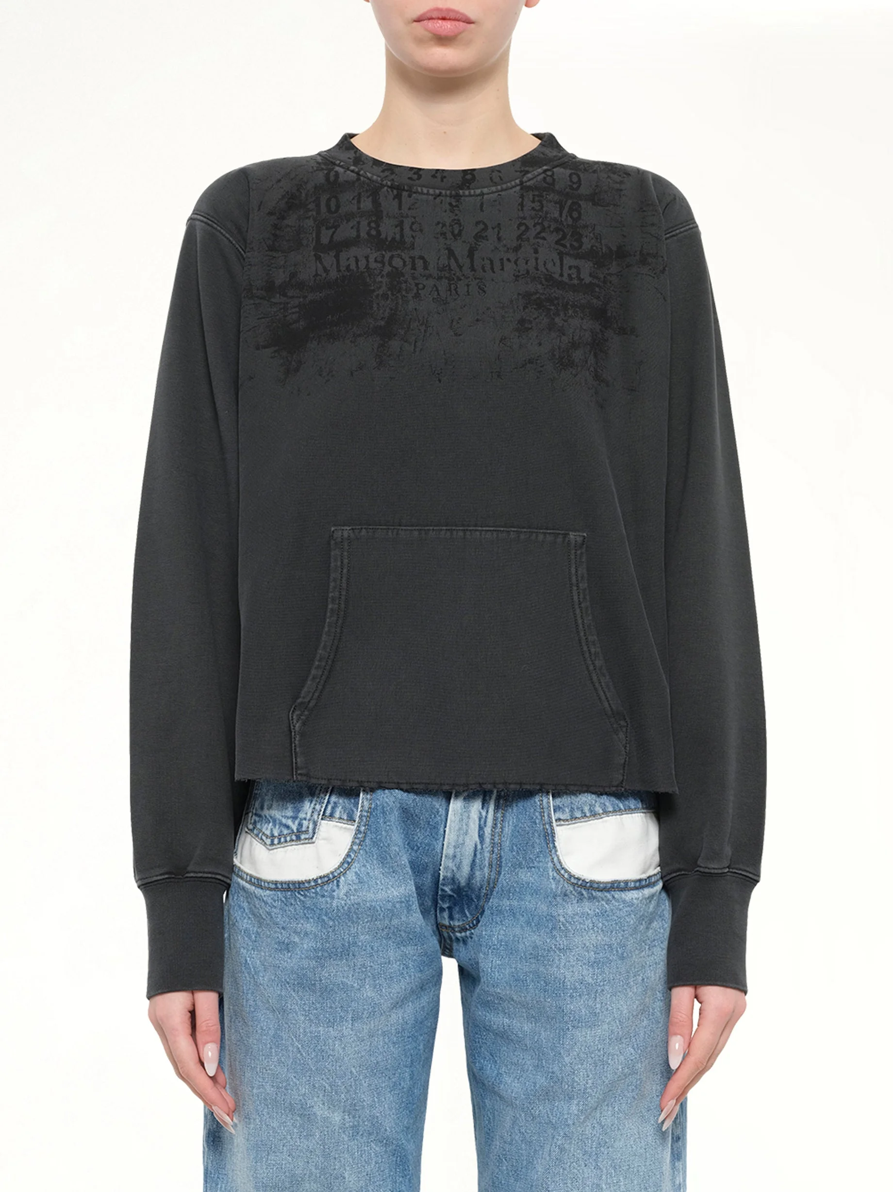Numbers Zipped Sweatshirt in Charcoal - 1