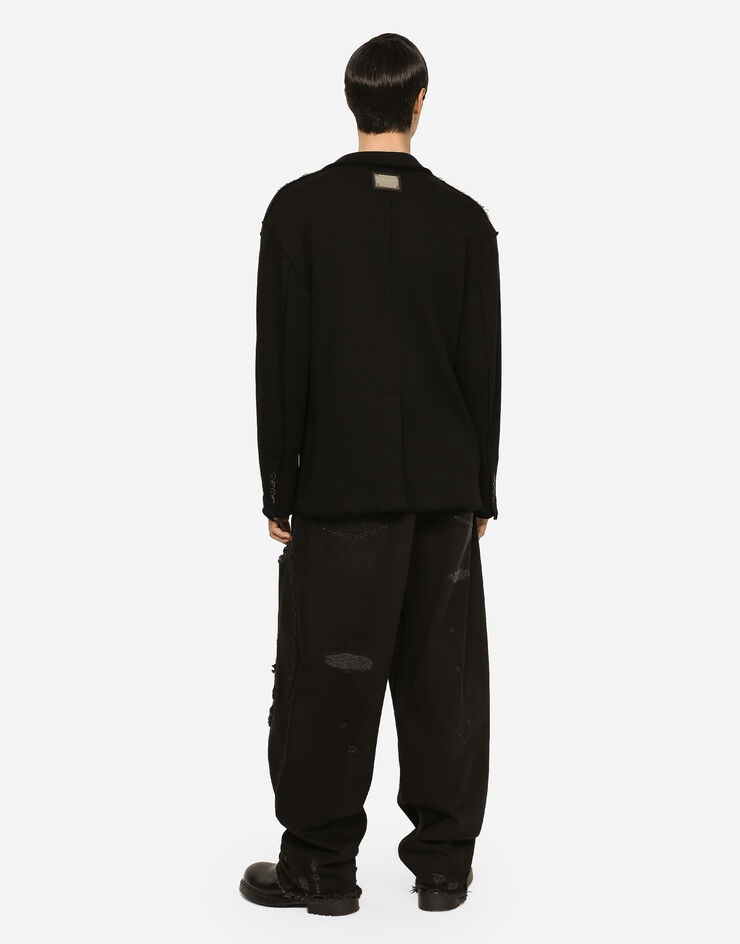 Oversize jersey jacket with logo tag - 3