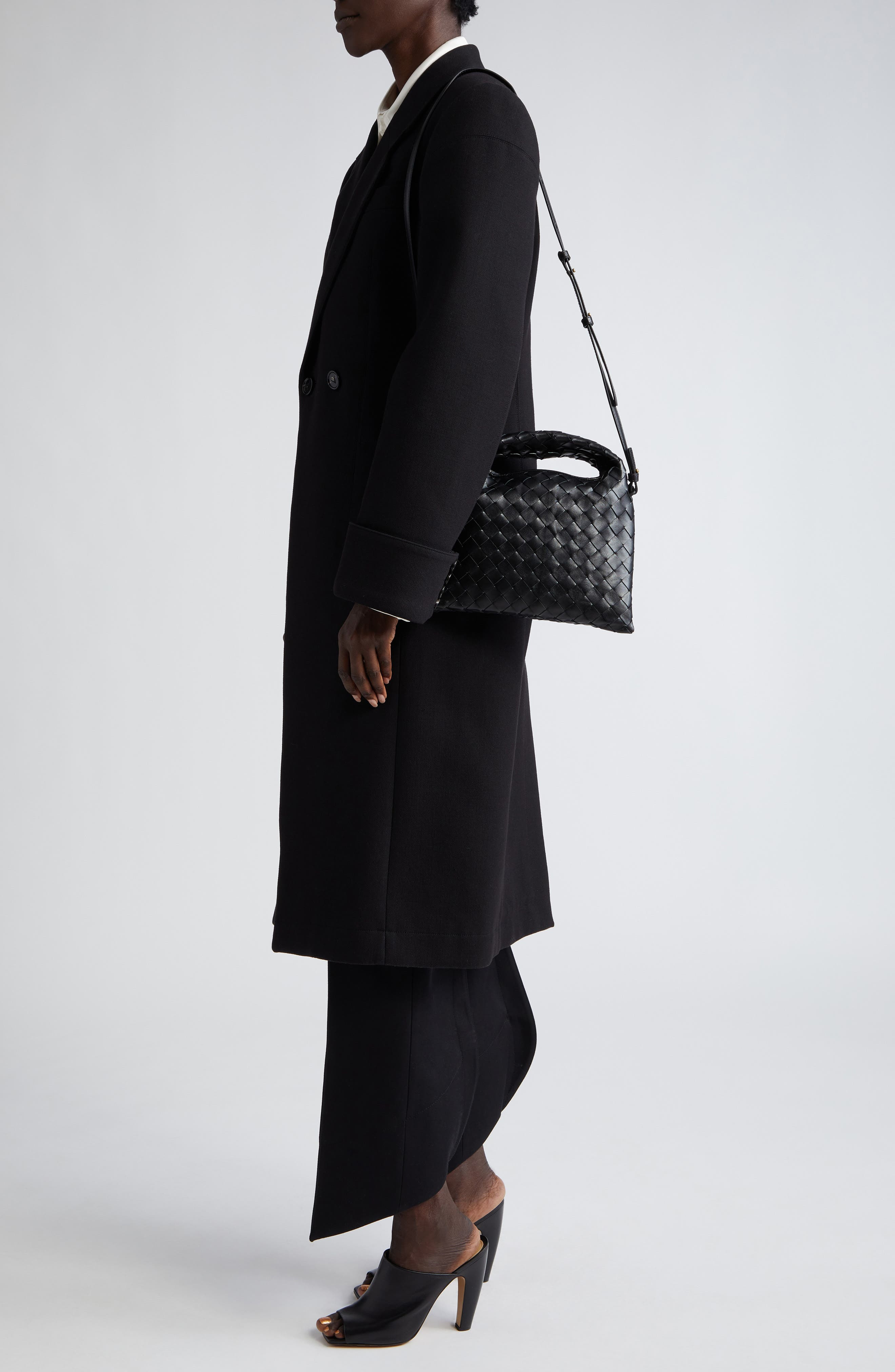 Bottega Veneta Mini Hop Intrecciato Leather Hobo Bag in Shadow at Nordstrom - 3