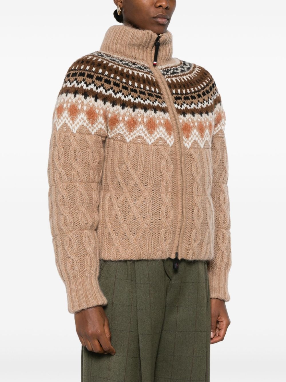 patterned-jacquard puffer jacket - 3
