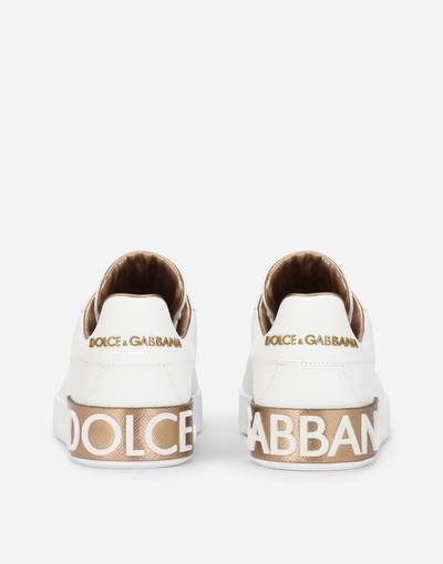 Dolce & Gabbana Calfskin nappa Portofino sneakers with lamé details outlook
