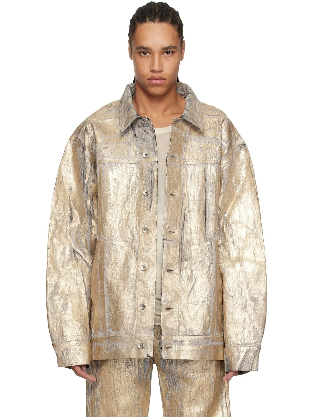 Gold Hollywood Jumbo Worker Denim Jacket - 1