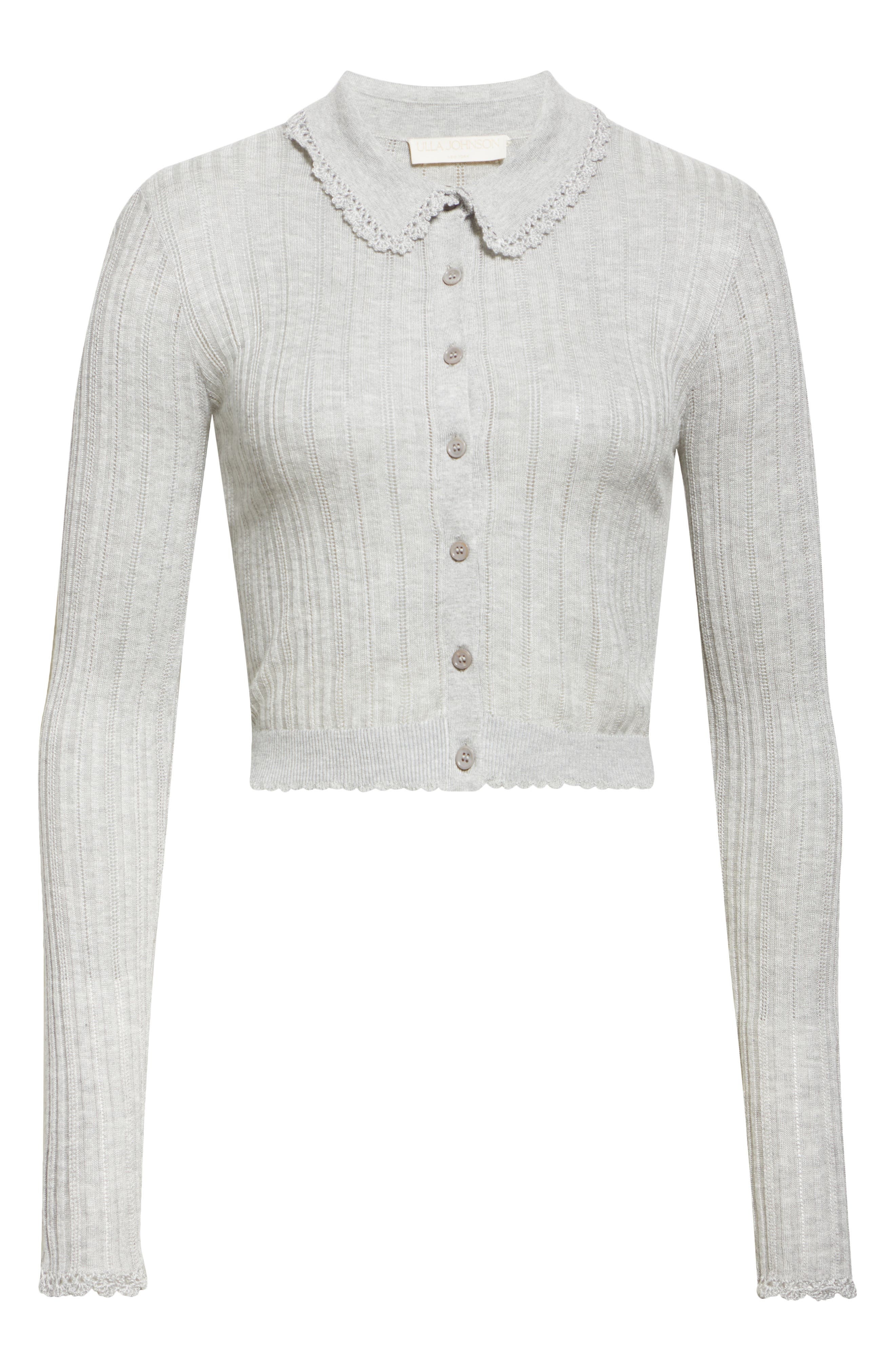 Ulla Johnson Lottie Pointelle Rib Cardigan in Slate at Nordstrom - 6