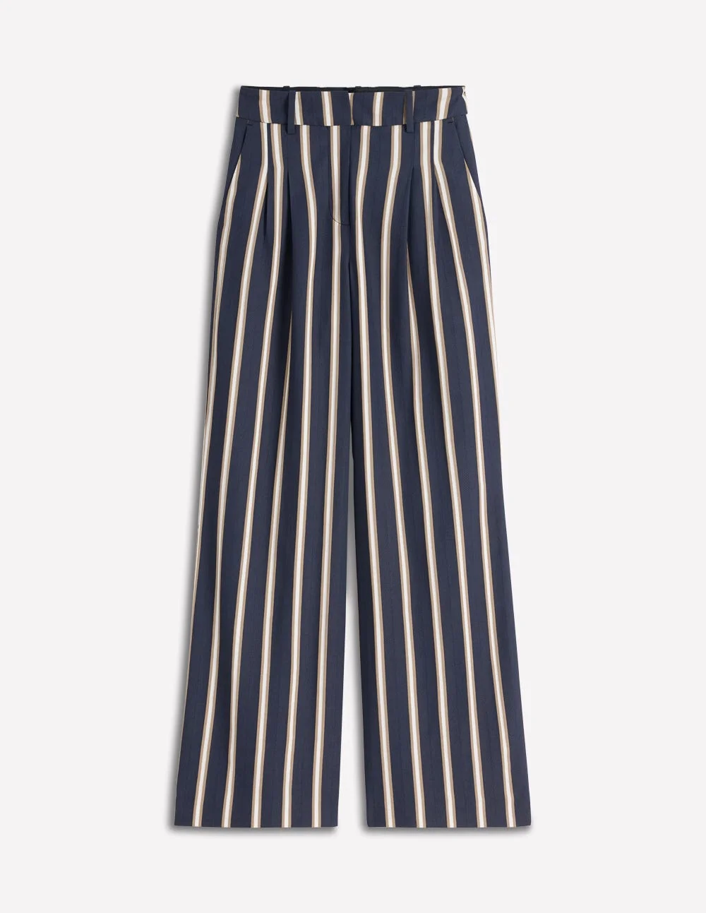 Kensington Tailored Pants-Navy Camel Tram Stripe - 1