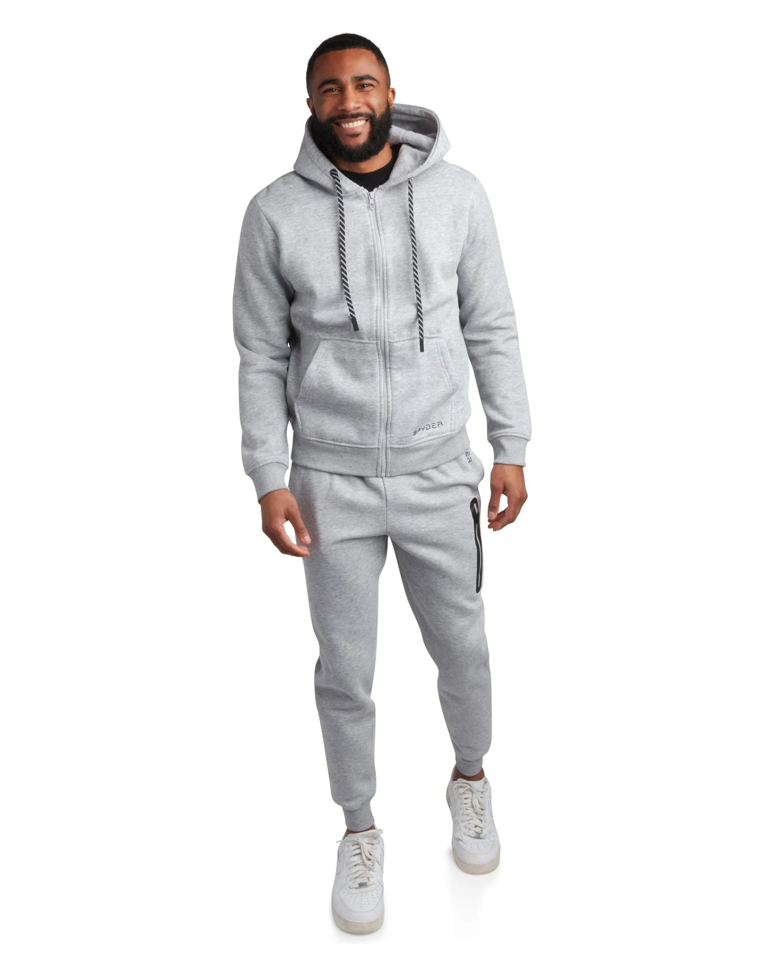 Men's Fleece Full Zip Jogger Set - Heather Gray - 1