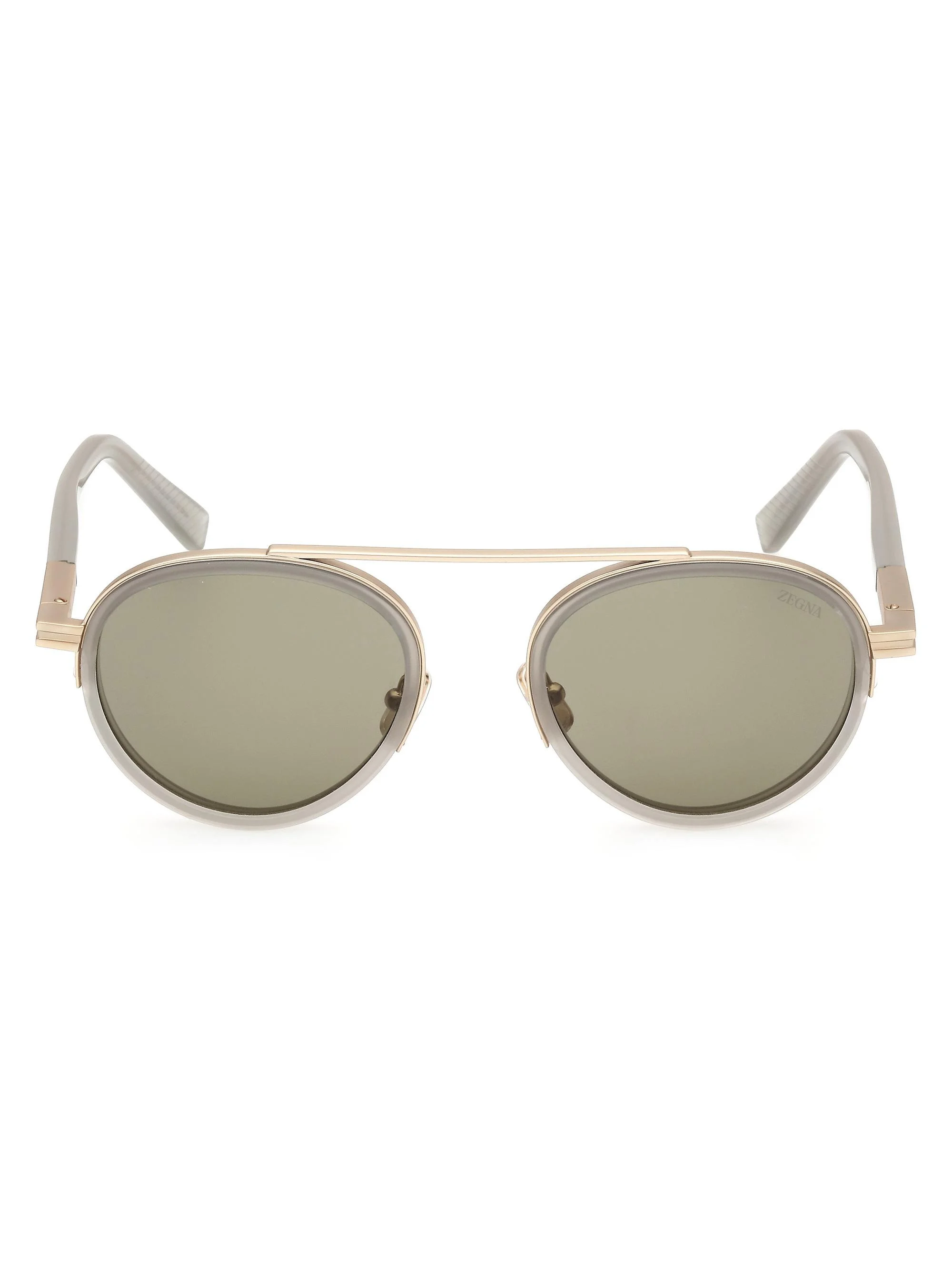 Men's 51MM Round Metal Sunglasses - Grey Gold Grey - 1