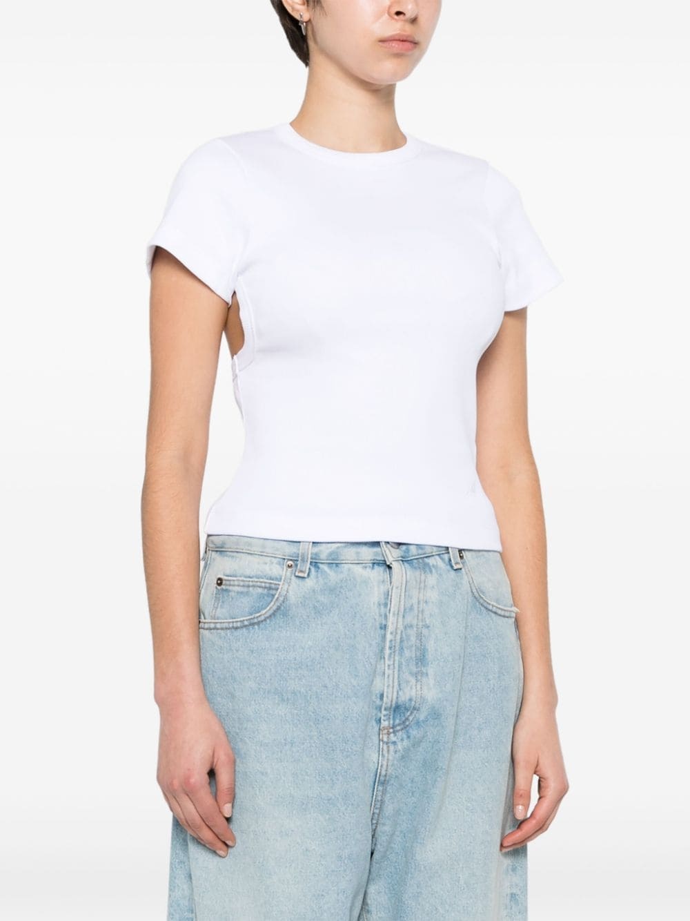 cut-out ribbed T-shirt - 4