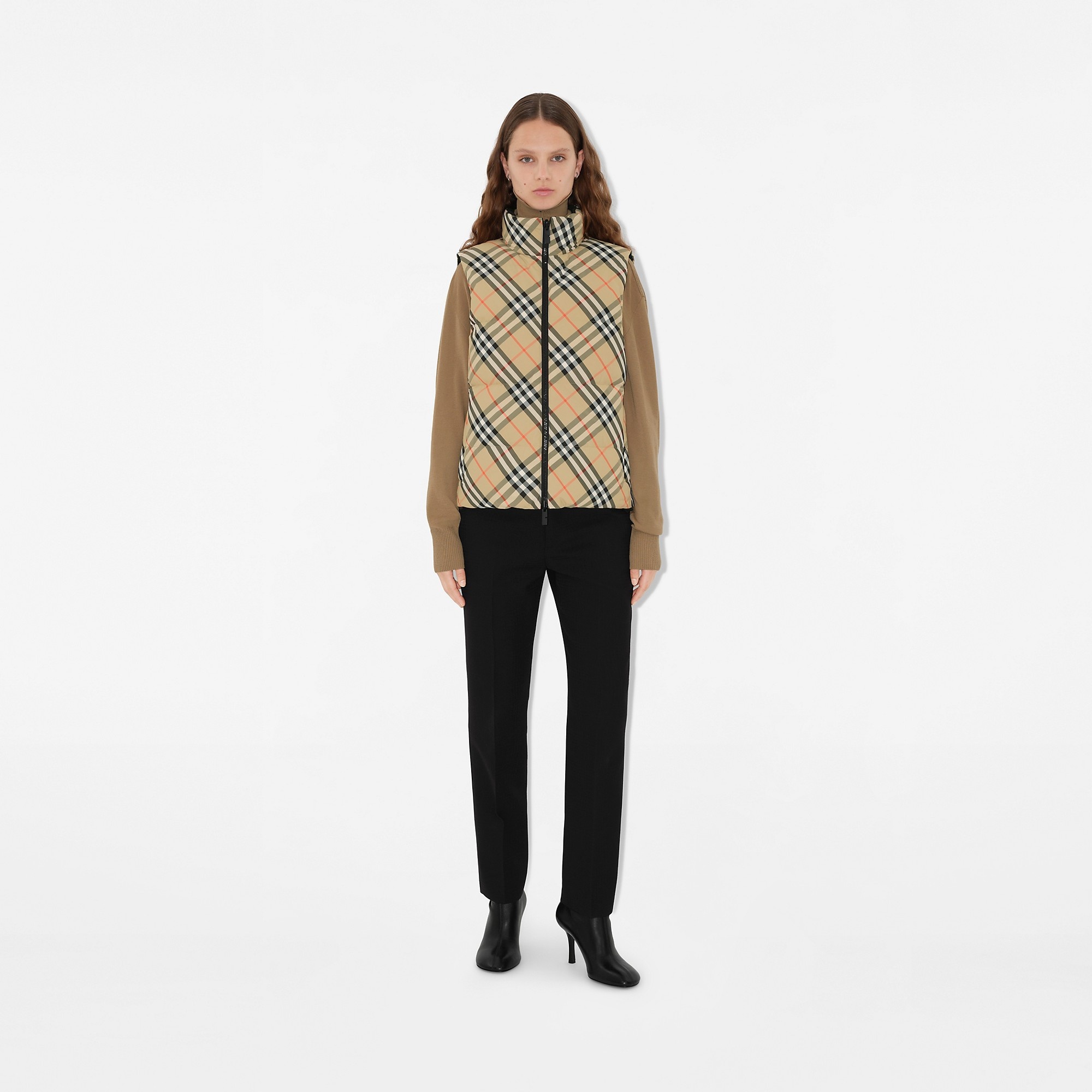 Reversible Check Nylon Puffer Gilet - 2