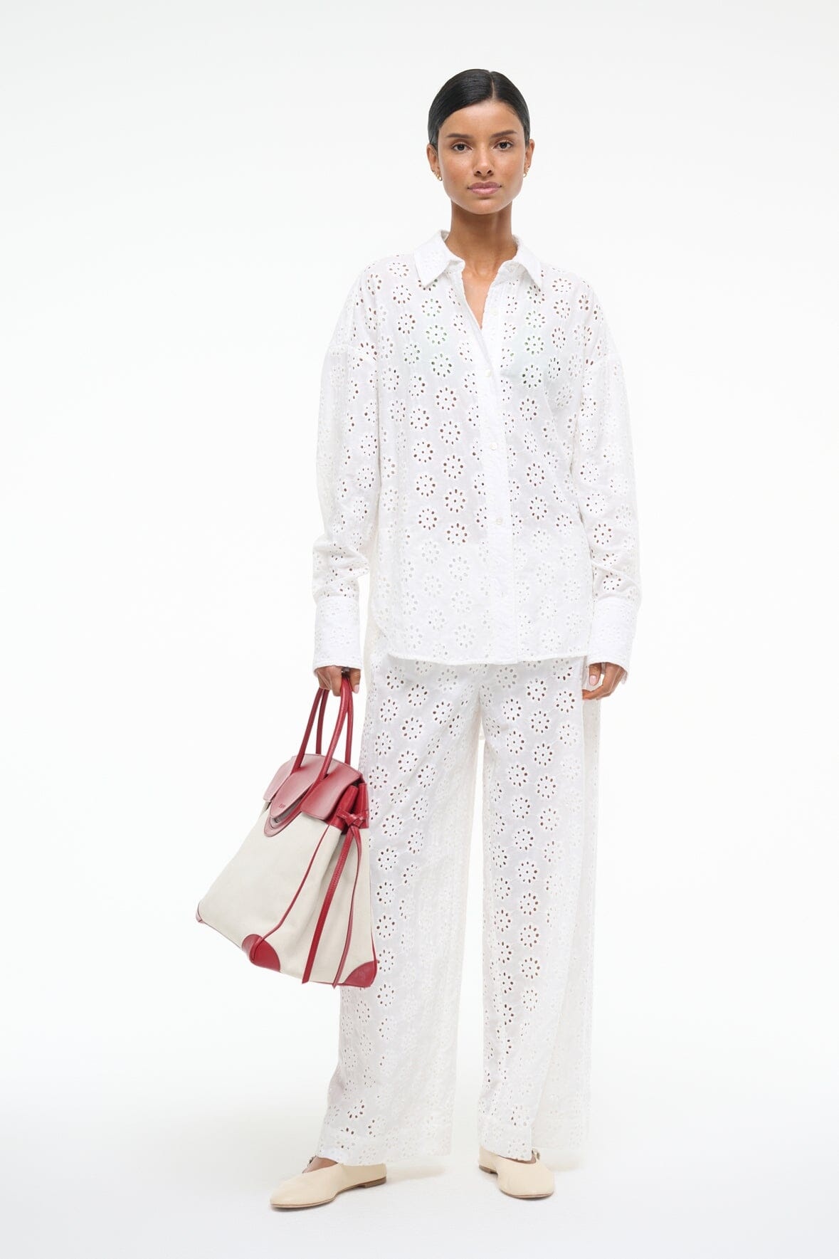 STAUD COLTON TOP WHITE EYELET - 3