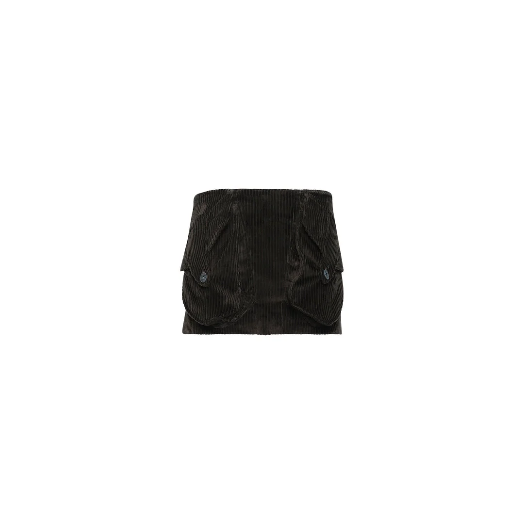 Corduroy Cargo Mini Skirt - 1