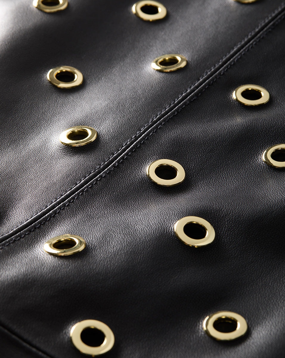 ANDERSON LEATHER GROMMET SKIRT - 5