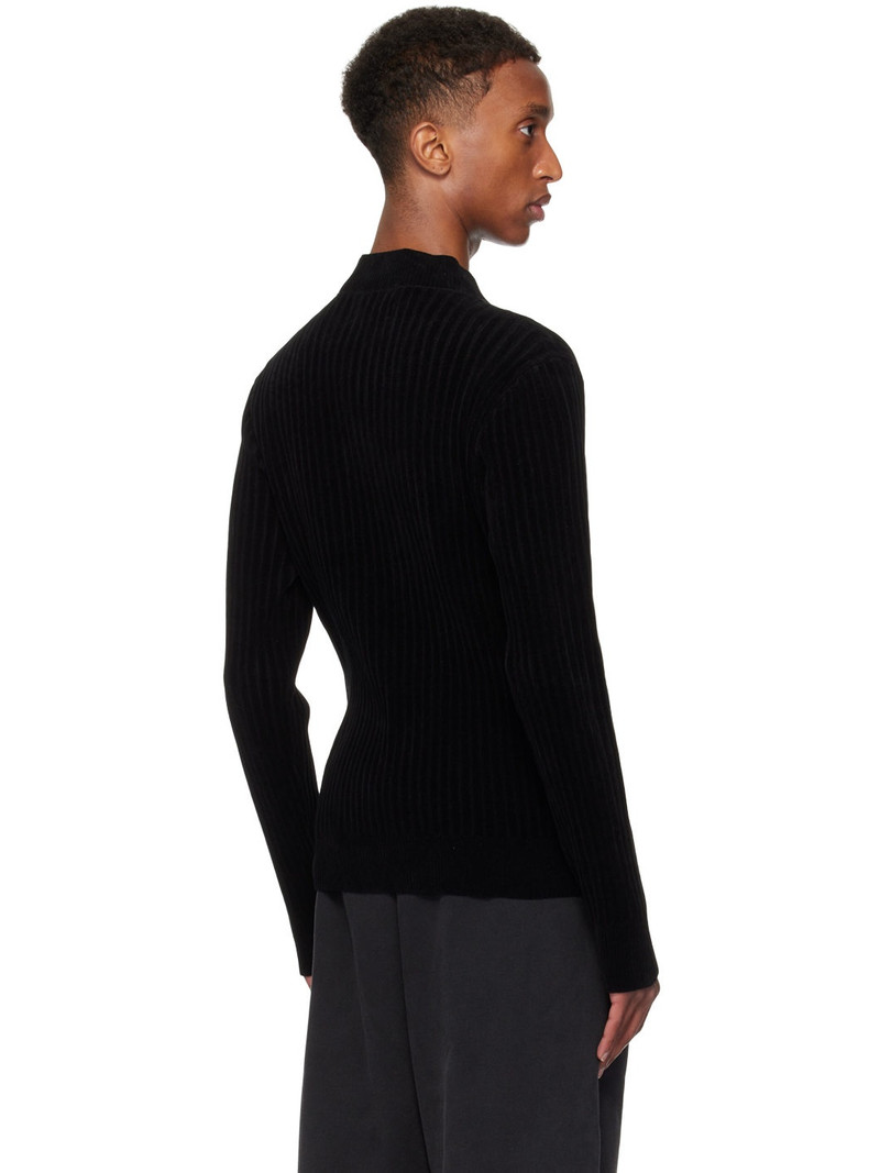 Black Chenille V-Neck Sweater 3