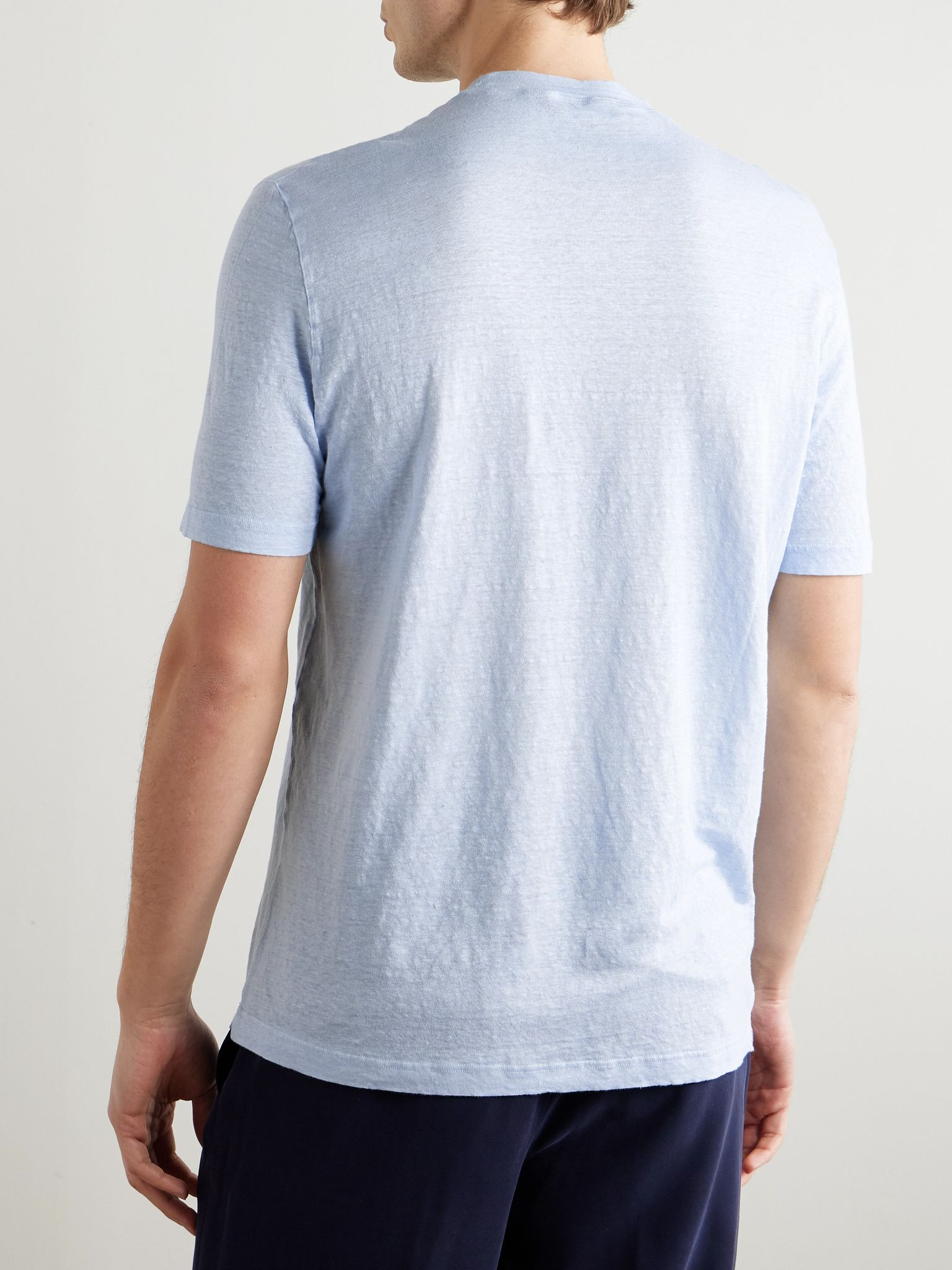 Linen-Blend Jersey T-Shirt Sky blue - 3