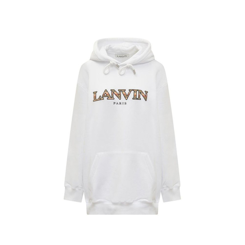 Lanvin Embroidered Logo Cotton Sweatshirt — White 1