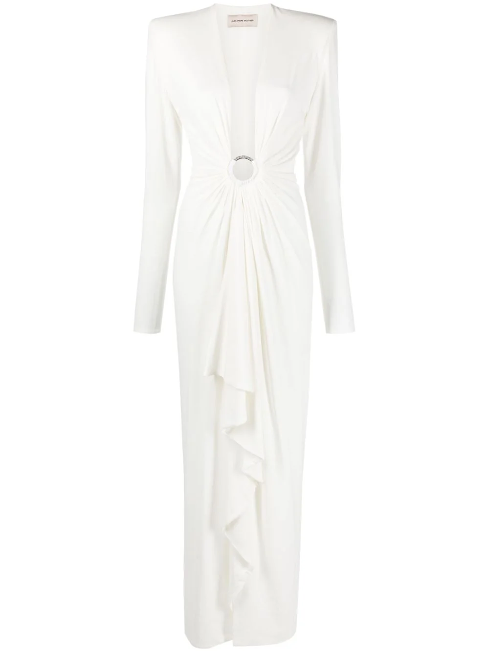 plunge-neck draped gown - 1