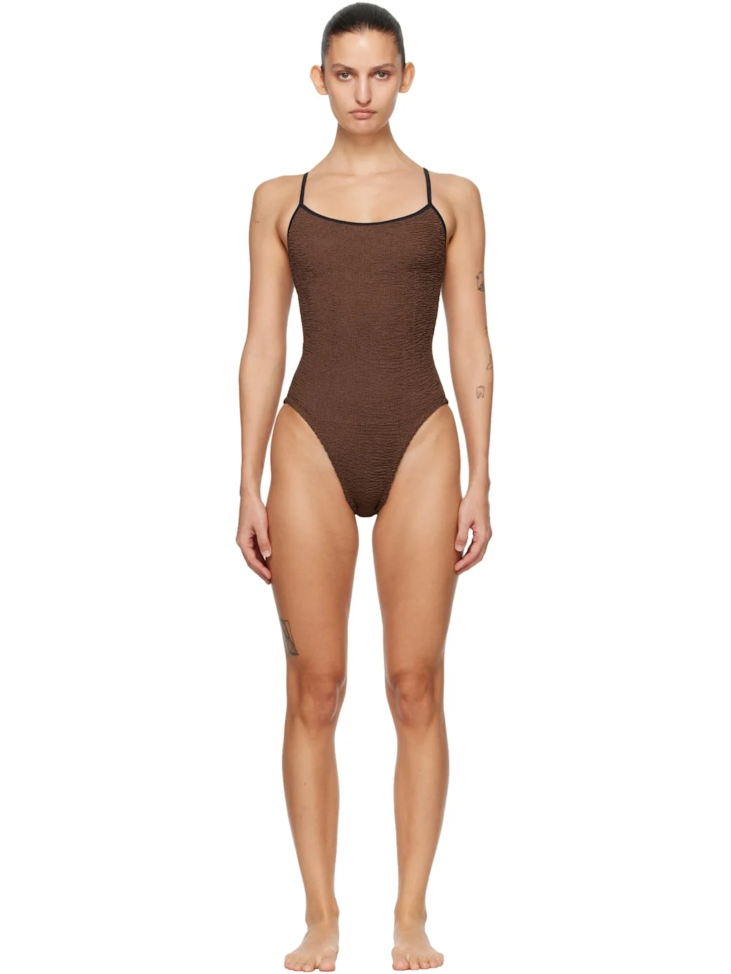 Brown Pamela Contrast Swimsuit - 1