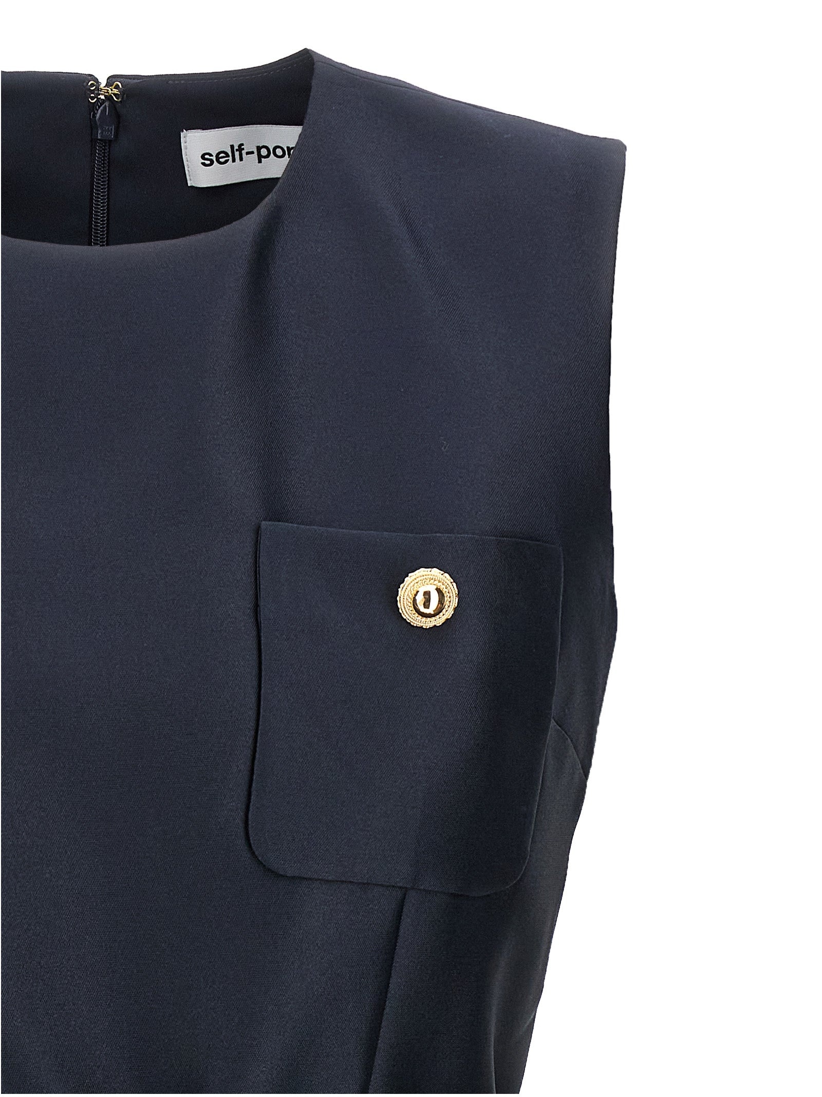 Navy Taffeta Mini Dresses Blue - 3