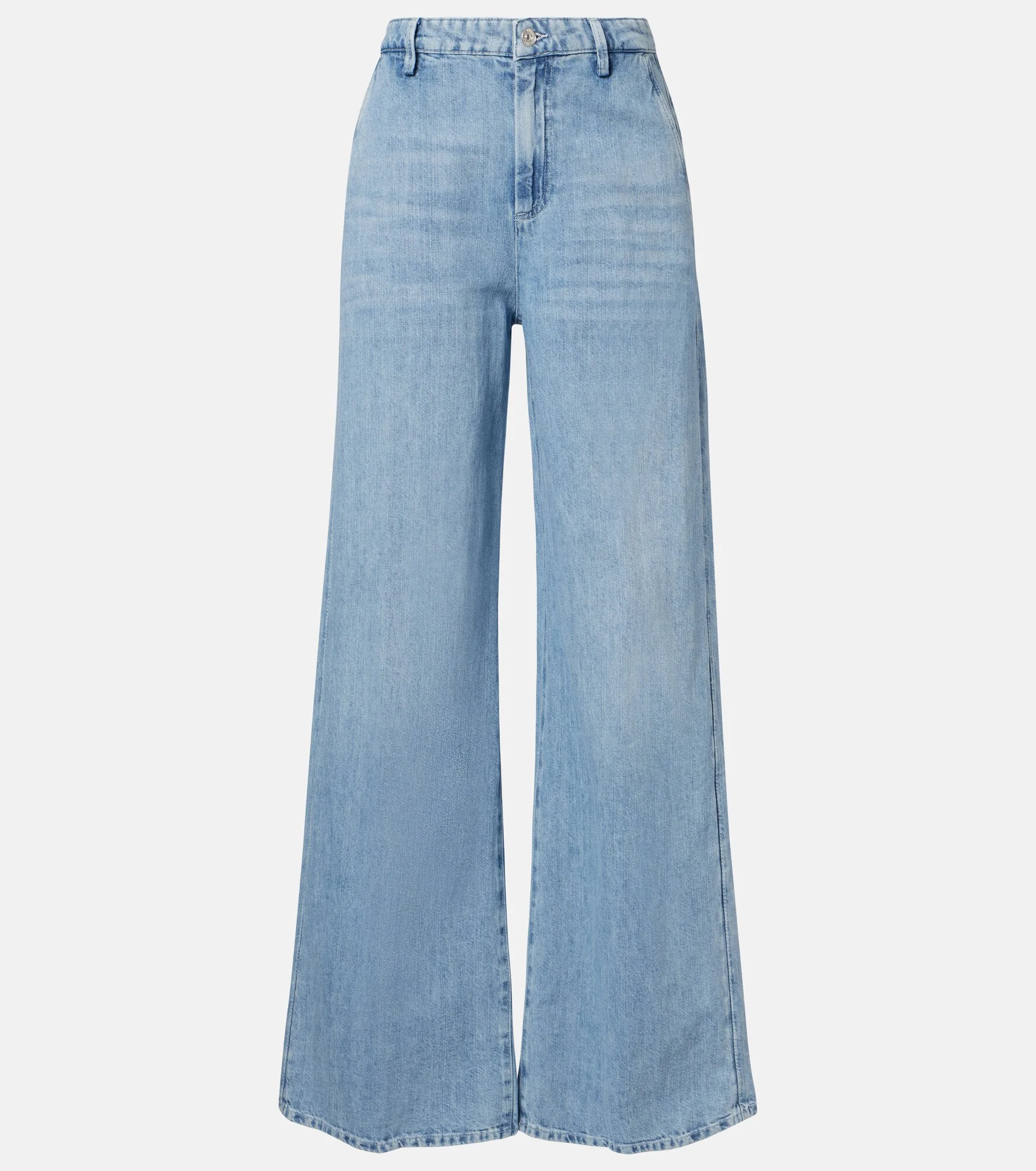 Cotton and linen wide-leg jeans - 1