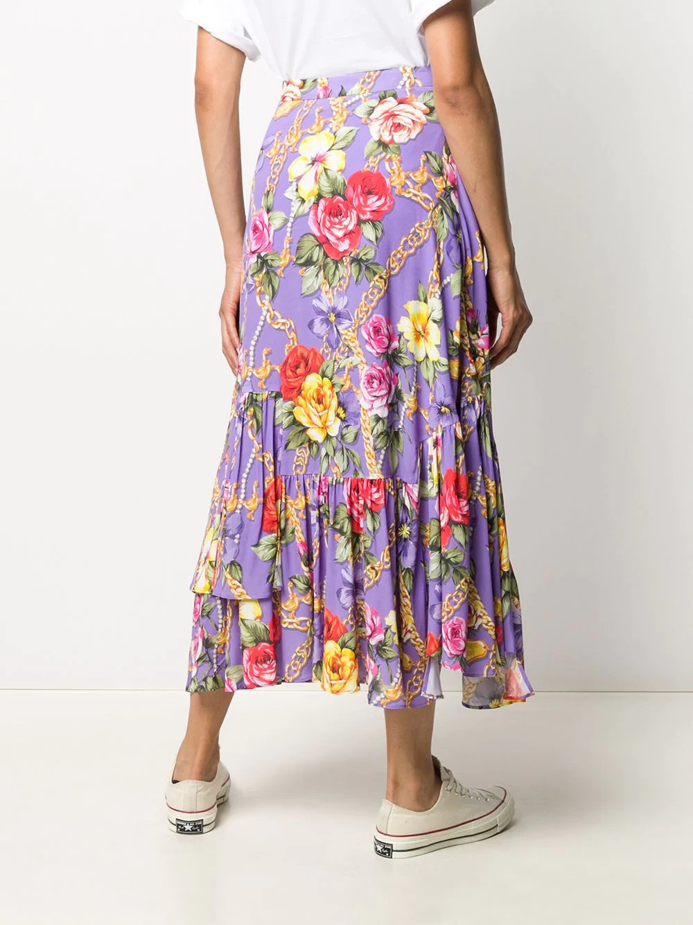 floral chain print maxi skirt - 4