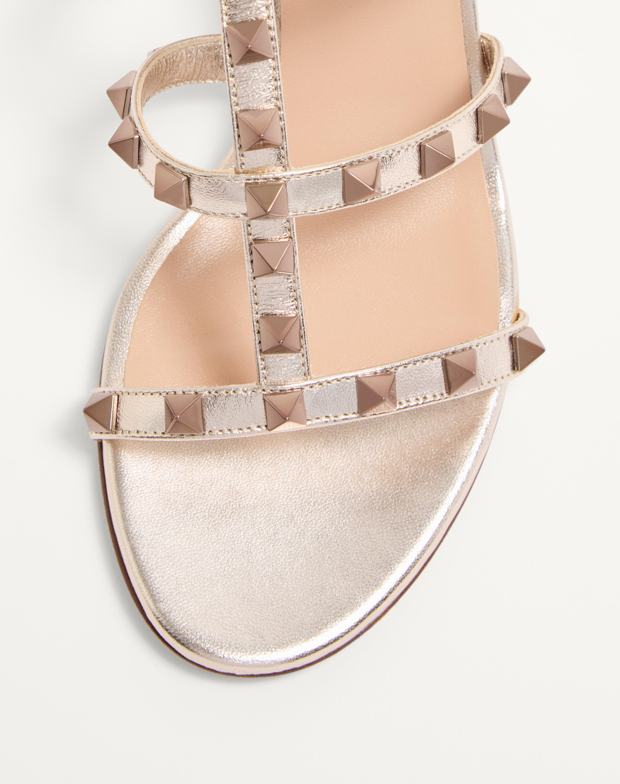 ROCKSTUD METALLIC CALFSKIN LEATHER SLIDE SANDAL 60 MM - 6