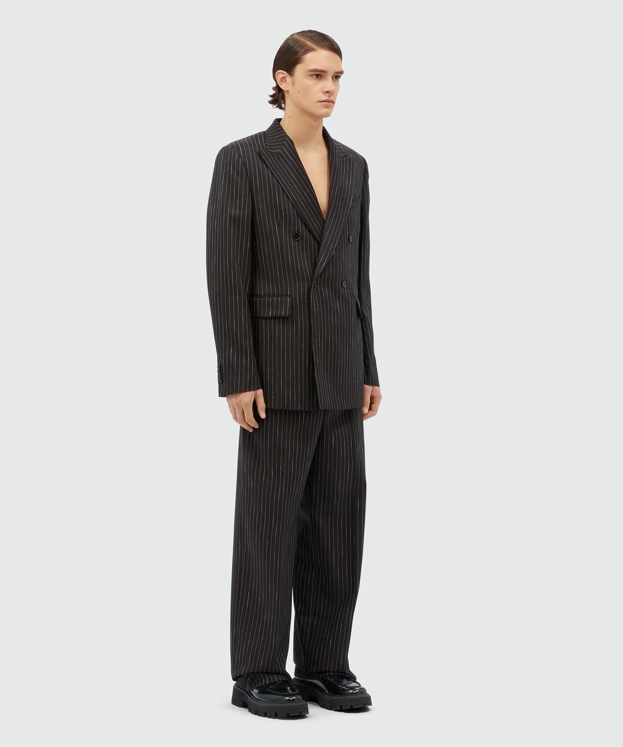 Double-breasted jacket in pinstriped wool - 5