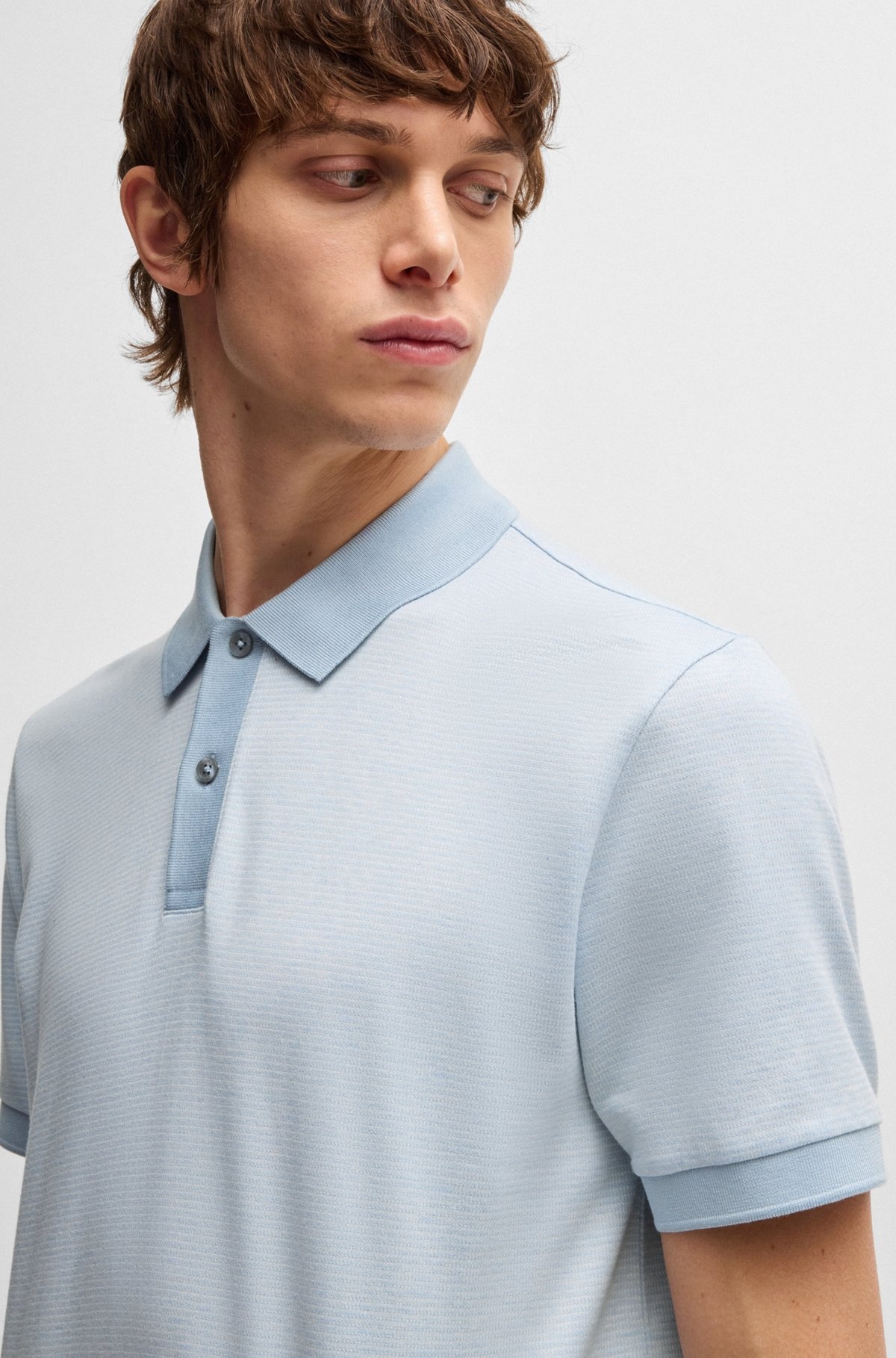 MERCERIZED-COTTON POLO SHIRT WITH MICRO PATTERN - 3