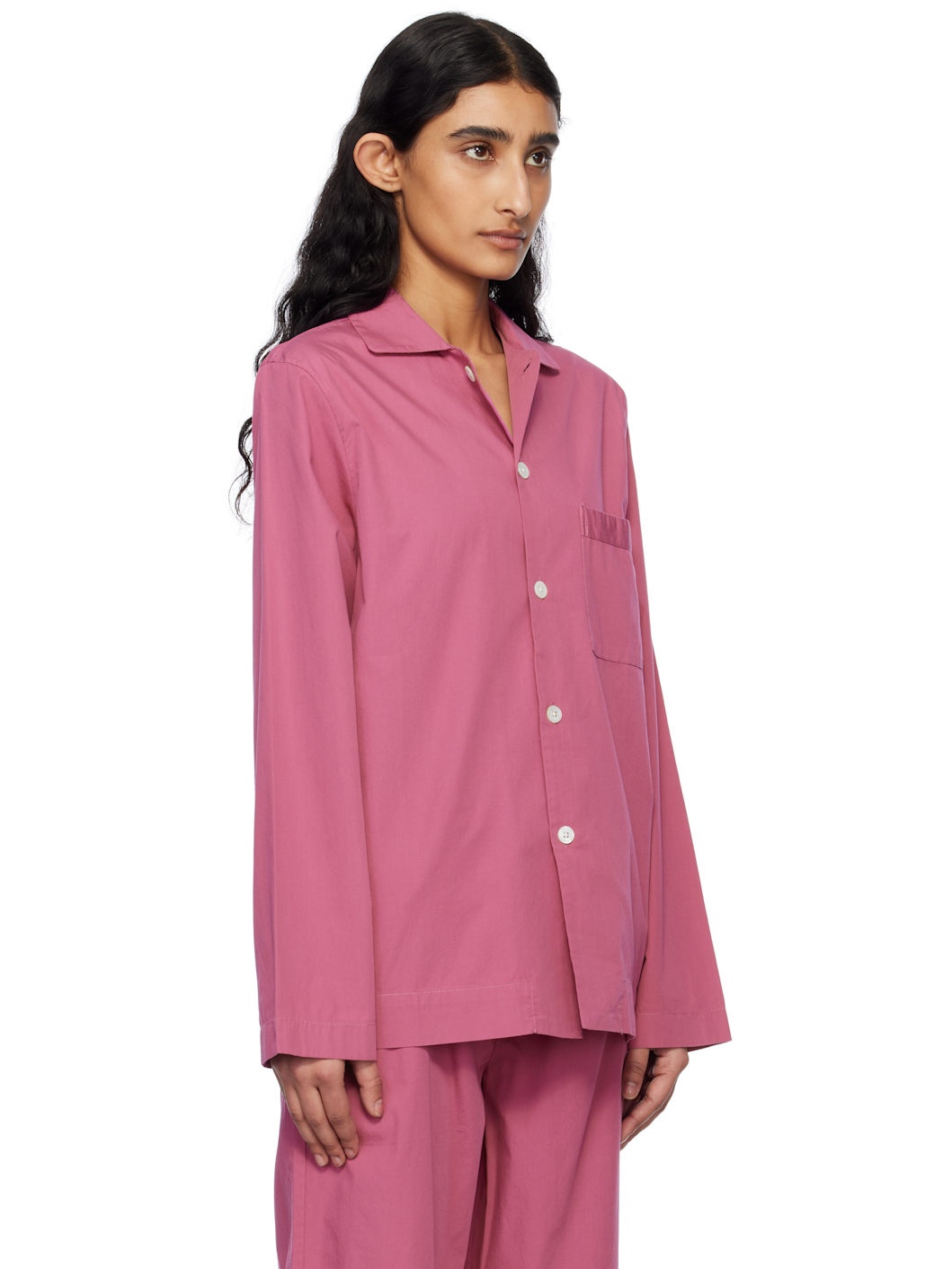 Pink Poplin Long-Sleeved Pyjama Shirt - 2
