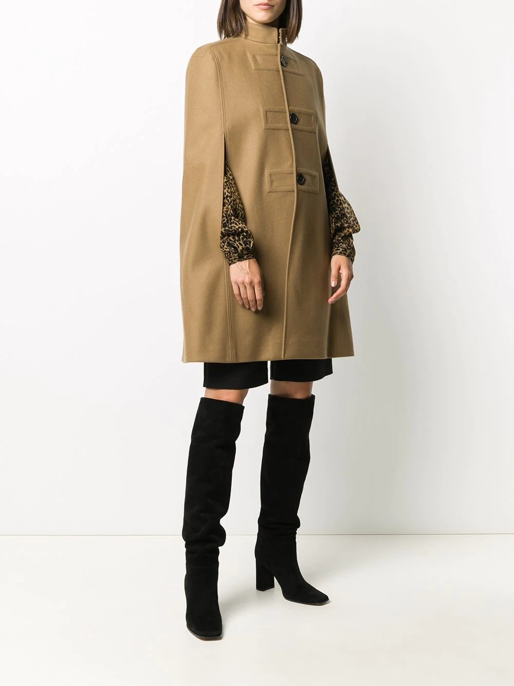 high collar cape coat - 3