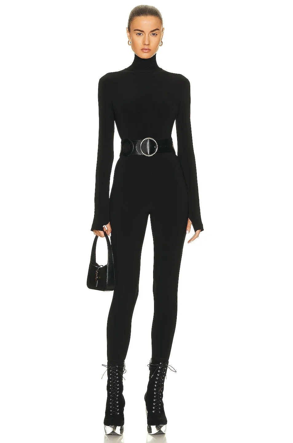 Long Sleeve Turtleneck Catsuit with Footie - 1