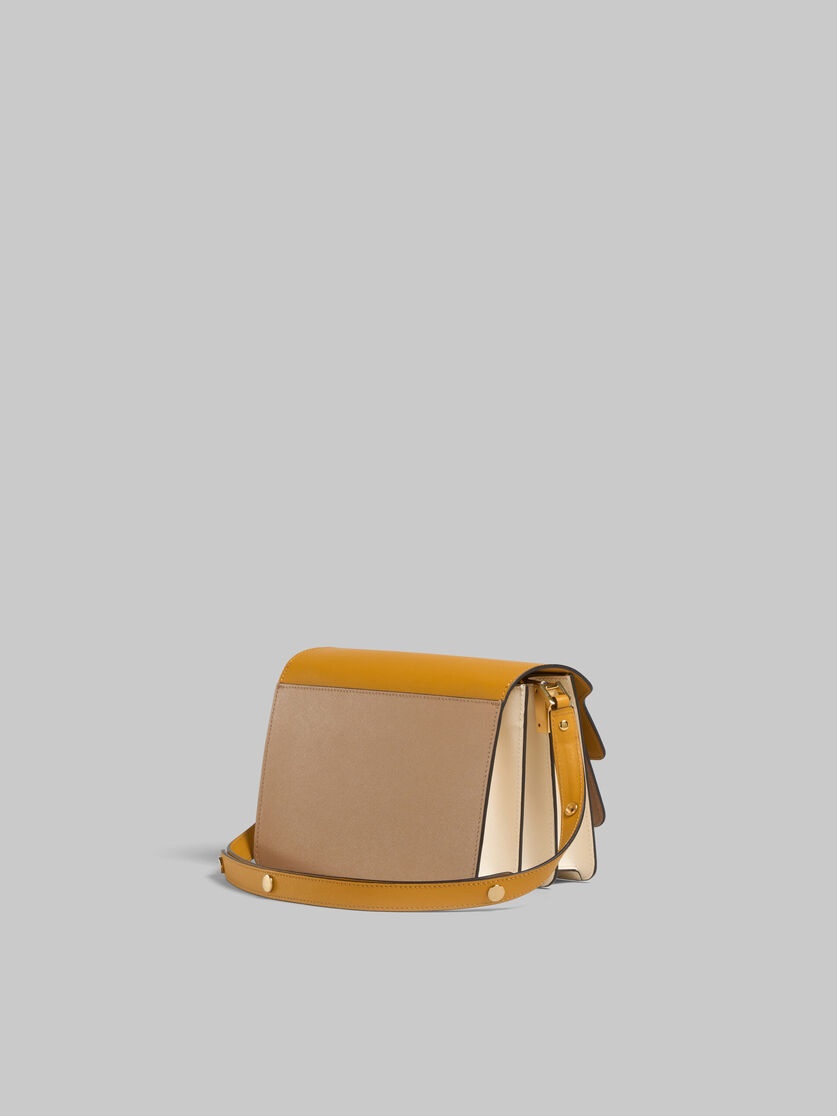 ORANGE BEIGE AND WHITE SAFFIANO LEATHER TRUNK BAG - 3
