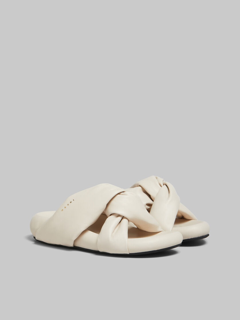 IVORY TWISTED LEATHER BUBBLE SANDAL - 2