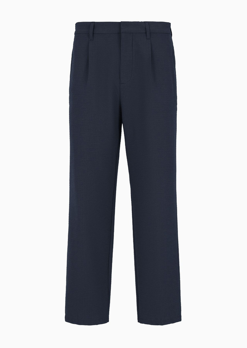Pleated technical-seersucker fabric chinos 1