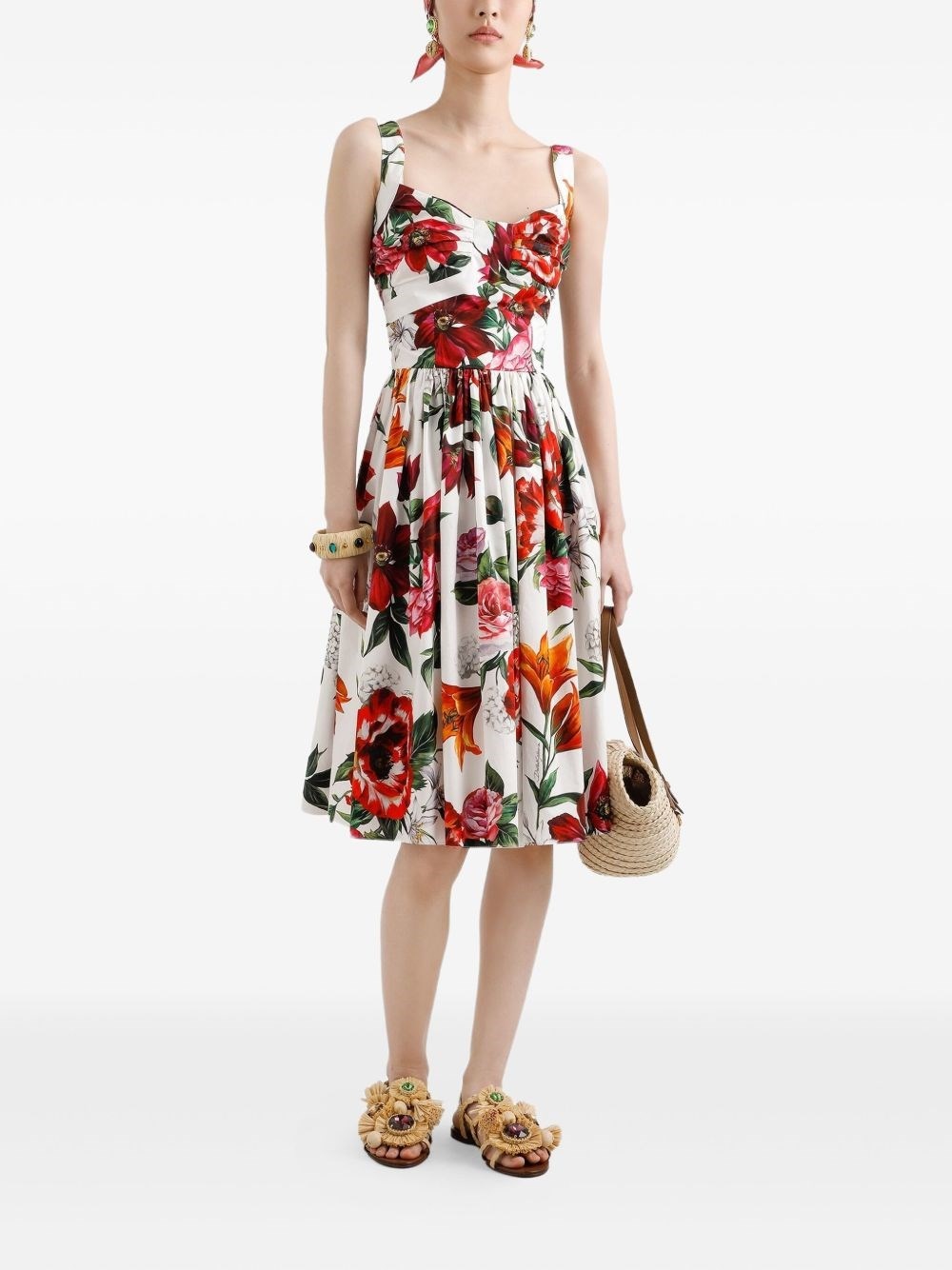 Anemoni print cotton midi dress - 4