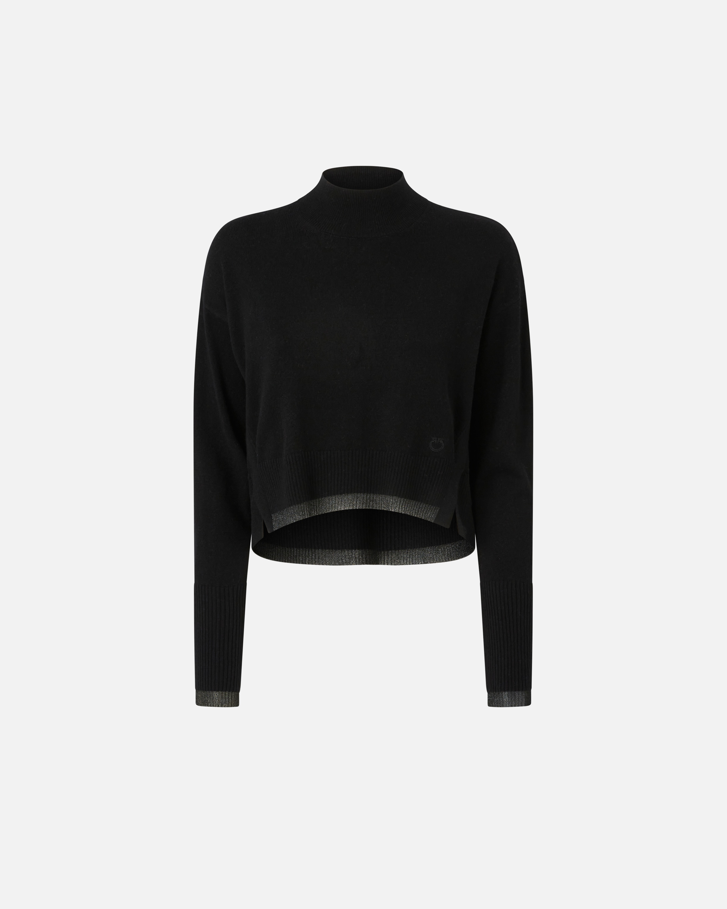 CASHMERE-BLEND TURTLENECK WITH METALLIC CUFFS - 1