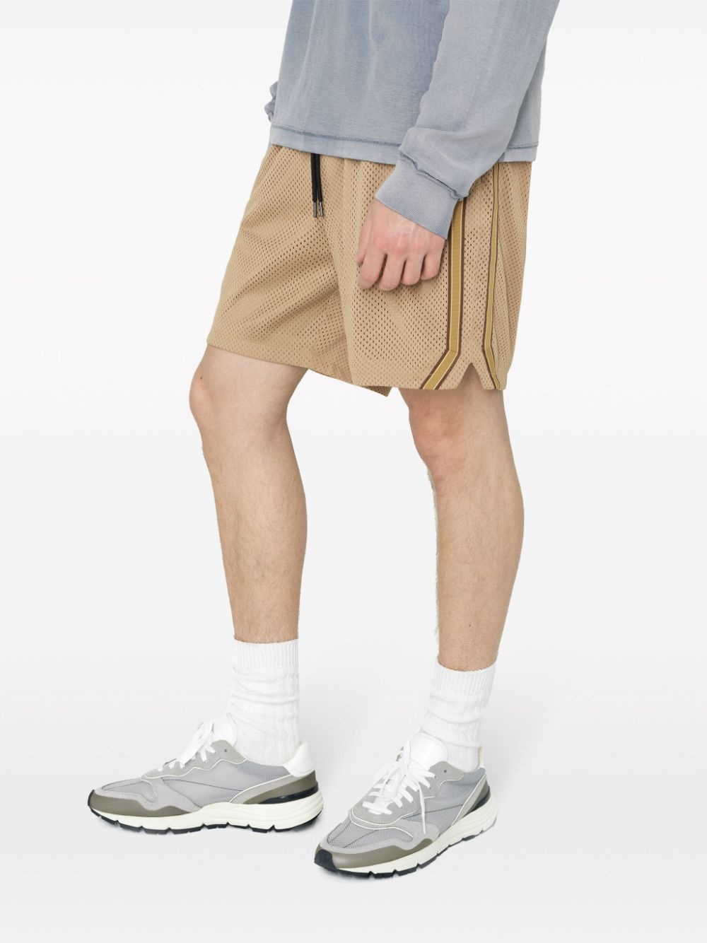 stripe-detail mesh shorts - 6