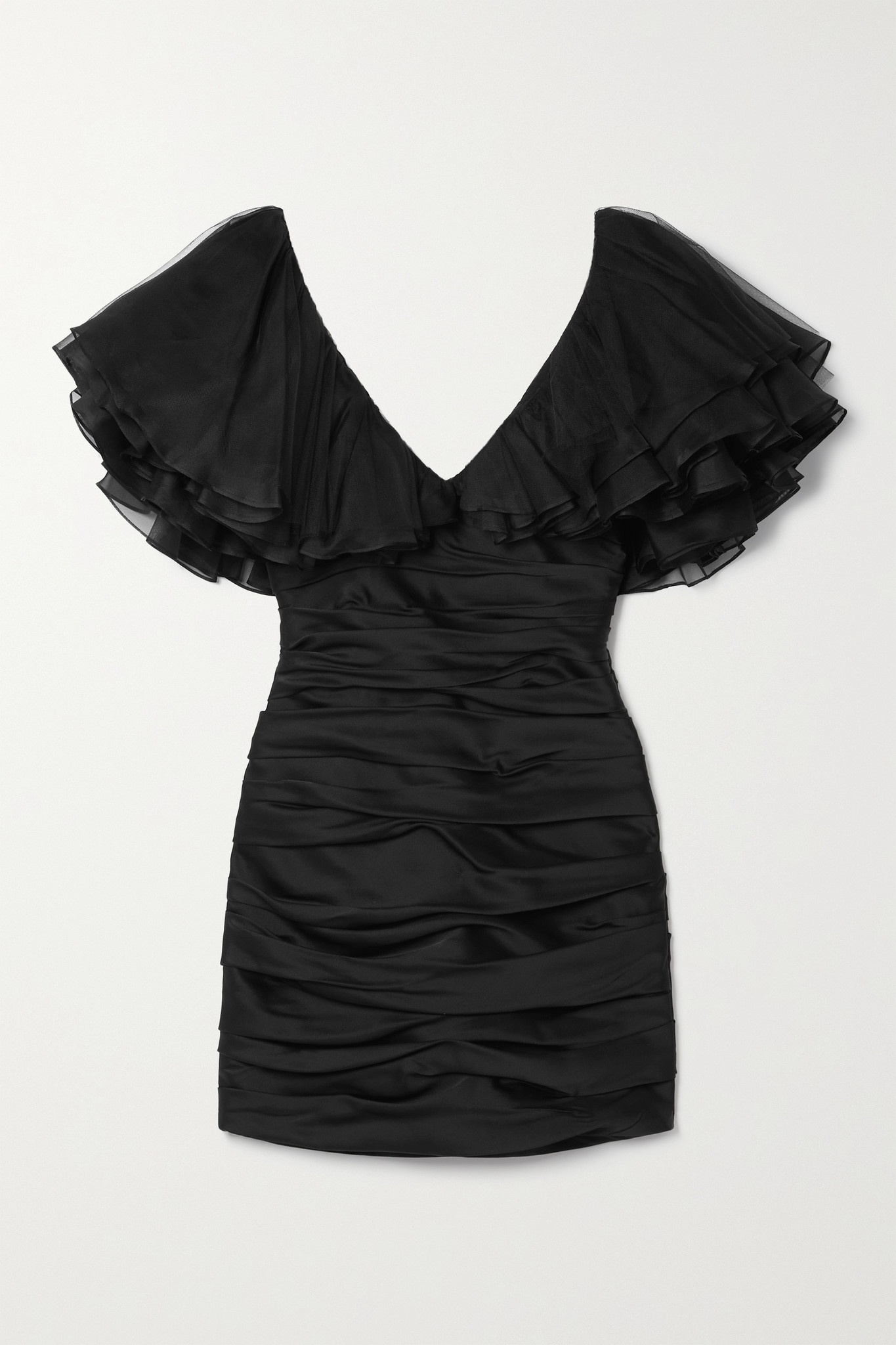 Carmen tulle and silk organza-trimmed satin-crepe mini dress - 2