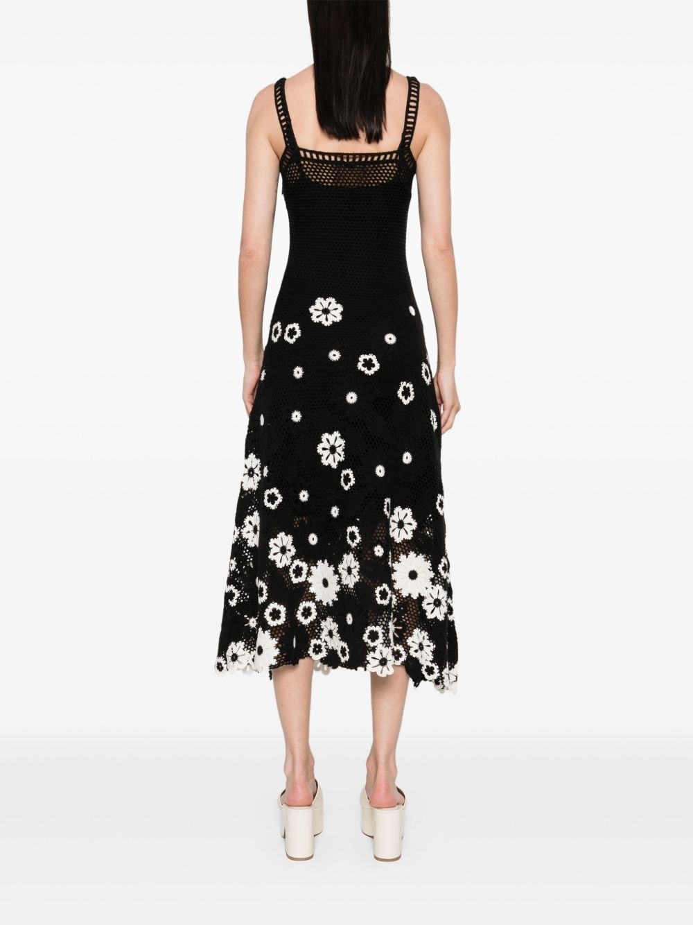 floral-embroidery midi dress - 4