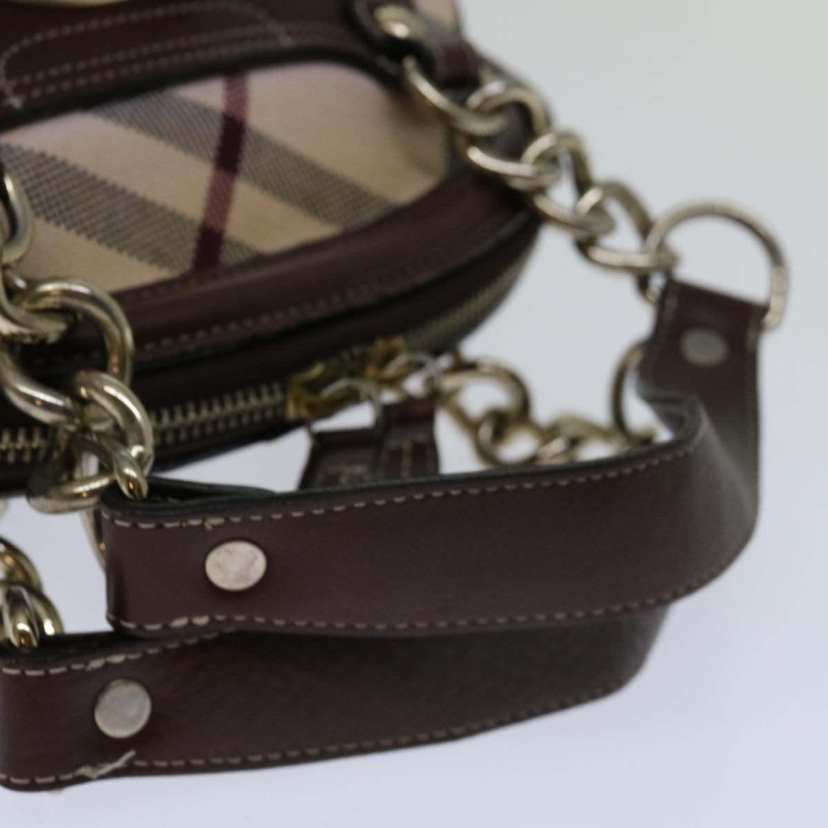 Burberry Nova Check Blue Label Hand Bag Canvas Beige - 9