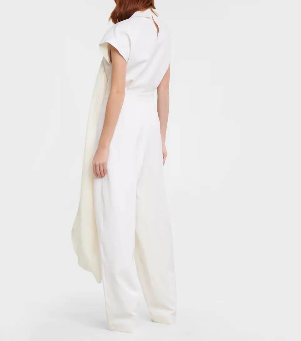 Bridal cape-detail wool jumpsuit - 3