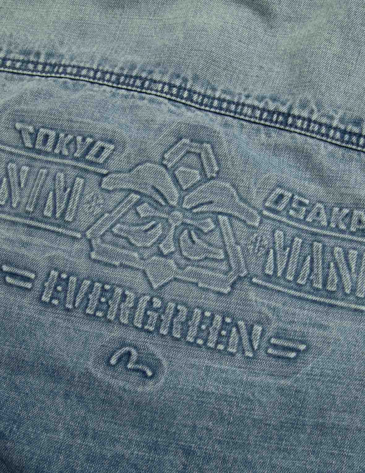 SEAGULL AND LOGO EMBOSSED PRINT LOOSE FIT DENIM JACKET - 7