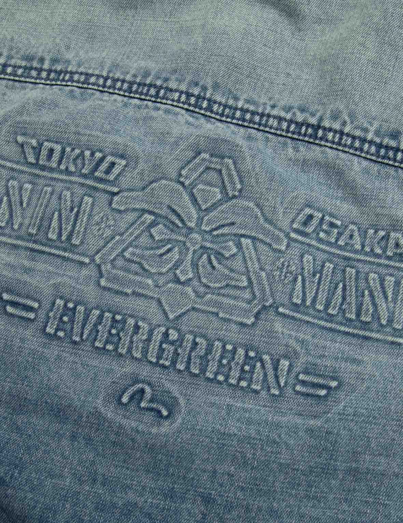 SEAGULL AND LOGO EMBOSSED PRINT LOOSE FIT DENIM JACKET 7