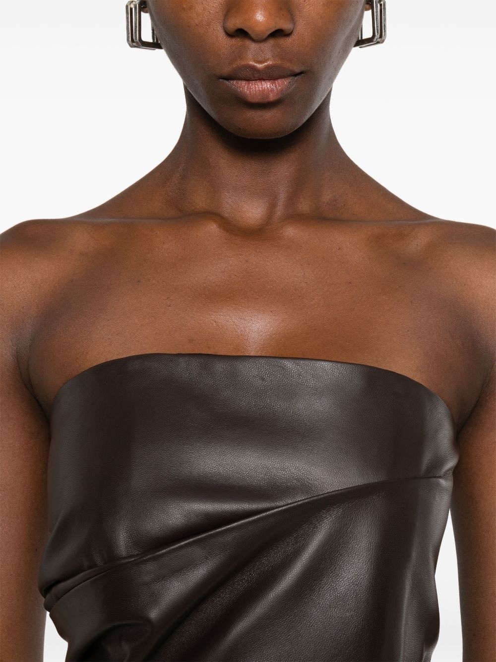 strapless draped mini dress - 5