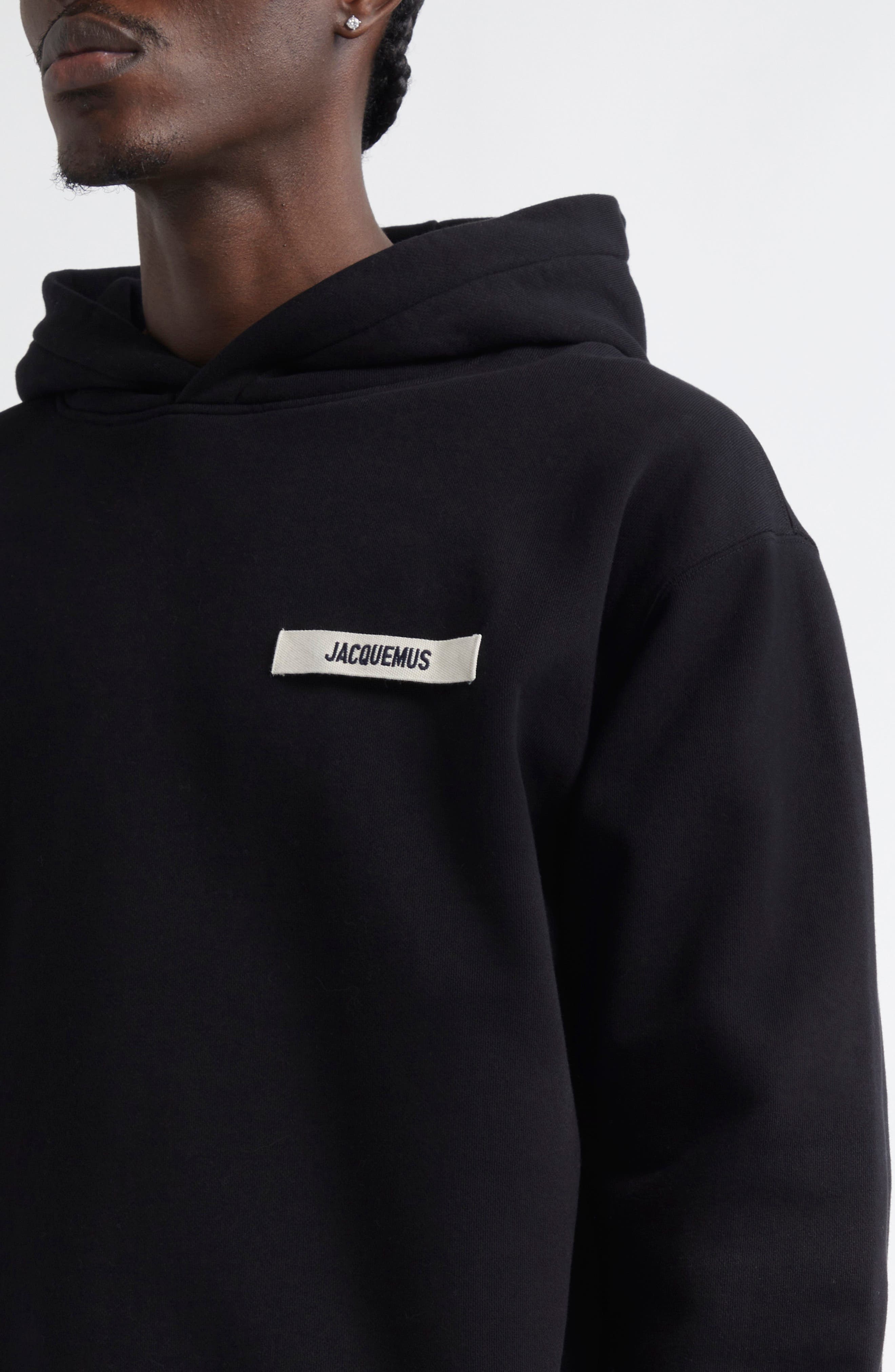 Jacquemus Le Hoodie Gros Grain Cotton Hoodie in Black at Nordstrom - 5
